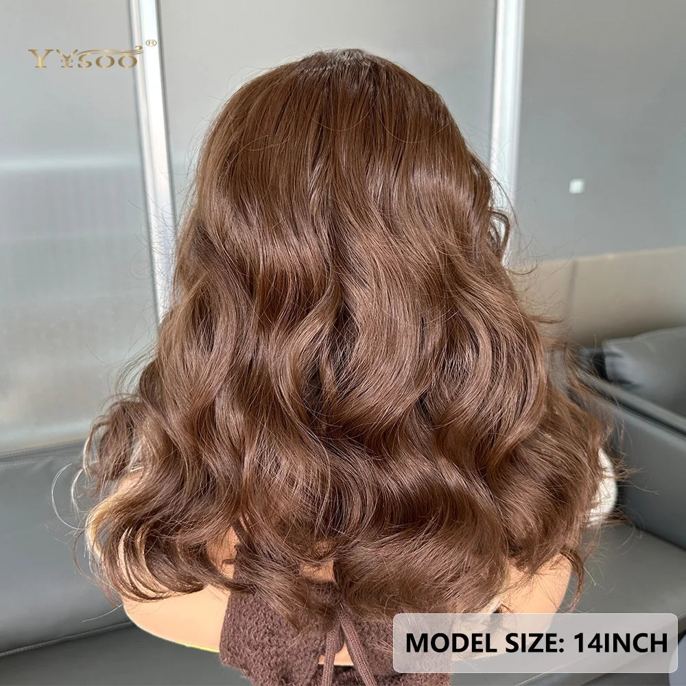Pre PlucPre Plucked Hairline Glueless Heat Resistant Natural Wavy Future Fiber Synthetic Lacefront Wigs for Blakc Womens Daily