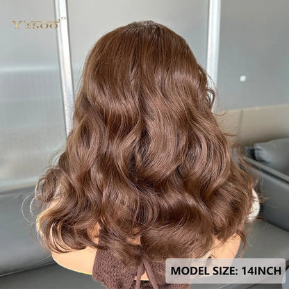 Pre PlucPre Plucked Hairline Glueless Heat Resistant Natural Wavy Future Fiber Synthetic Lacefront Wigs for Blakc Womens Daily
