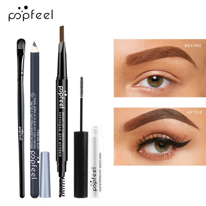 Essential Eye Makeup Set for Beginners Matte&Shimmer Eyeshadow Palette, Mascara, Eyebrow Pencil, Lip Eyeliner,Brush Tool Set Box