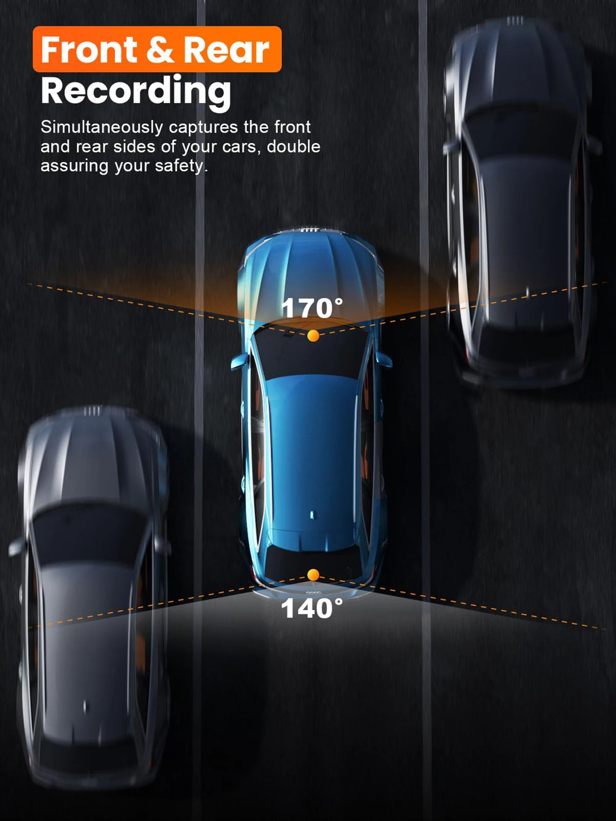 Dash Cam 4K Dual Lens Recording Car Camera DVR Night Vision Video Recorder Built-In Wi-Fi Support 24H Parking Monitoring Black Box Free 64GB Card