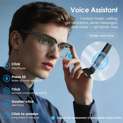 2026 New Smart Glasses Men 800W Camera Video Recording AI Recog Bluetooth Call Voice Translation Outdoor Driving Sunglasses