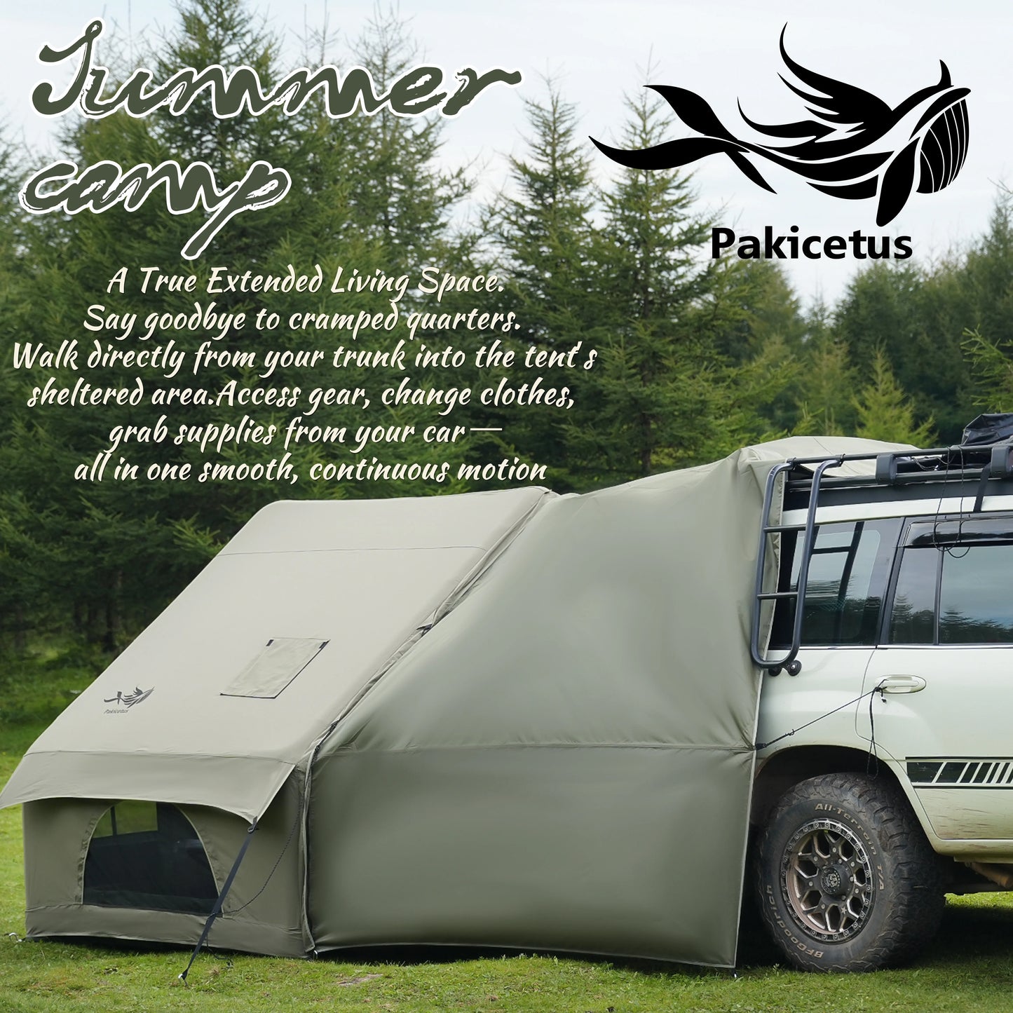 PAKICETUS Luxury Inflatable Camping Tent with Roof Window Easy Setup Portable Tent with Carry Bag for 4-12 People Outdoor Glamping Family Weekend Gatherings