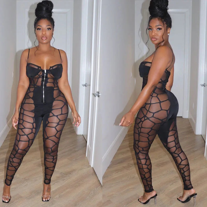 Sexy Spaghetti Strap Plaid Print Strapless Jumpsuit Women Club Party Night Bodycon Jumpsuits and Rompers One Pieces Club Outfits