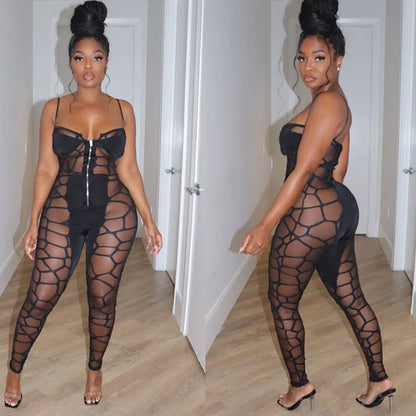 Sexy Spaghetti Strap Plaid Print Strapless Jumpsuit Women Club Party Night Bodycon Jumpsuits and Rompers One Pieces Club Outfits