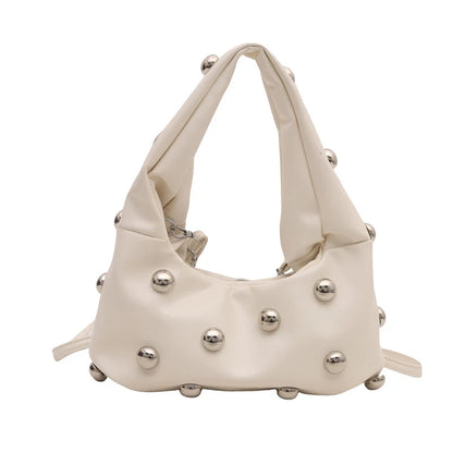 Personalized PU Rivet Fashion Shoulder Bags Solid Color Crossbody Bag High-end Women Handbag Luxury Brand Satchel Small Tote Bag