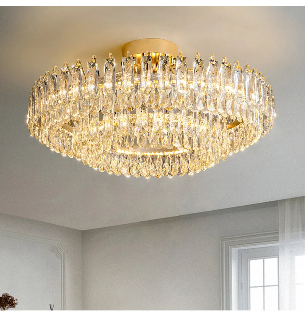 Clear Crystal Ceiling Chandeliers New LED Lights Luxury Rectangle Hanging Lamp Modern Home Decor Lustres for Dining Room Table