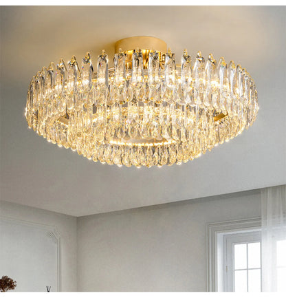 Clear Crystal Ceiling Chandeliers New LED Lights Luxury Rectangle Hanging Lamp Modern Home Decor Lustres for Dining Room Table