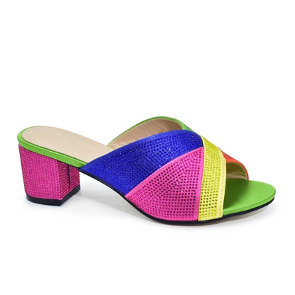 New Arrival African Women Wedding Shoes Bride Shoes Luxury Elegant Low Heels Rhinestone Lady Slippers Sandals Nigerian Pumps