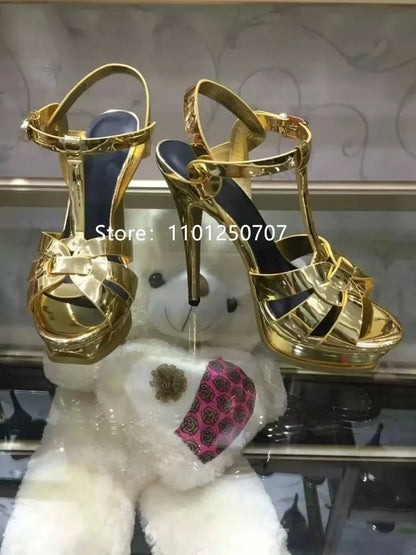Luxury Style Women Sandals Summer Platform Women High Heels 14CM Open Toe Spike Heels Dressing Shoes Brand