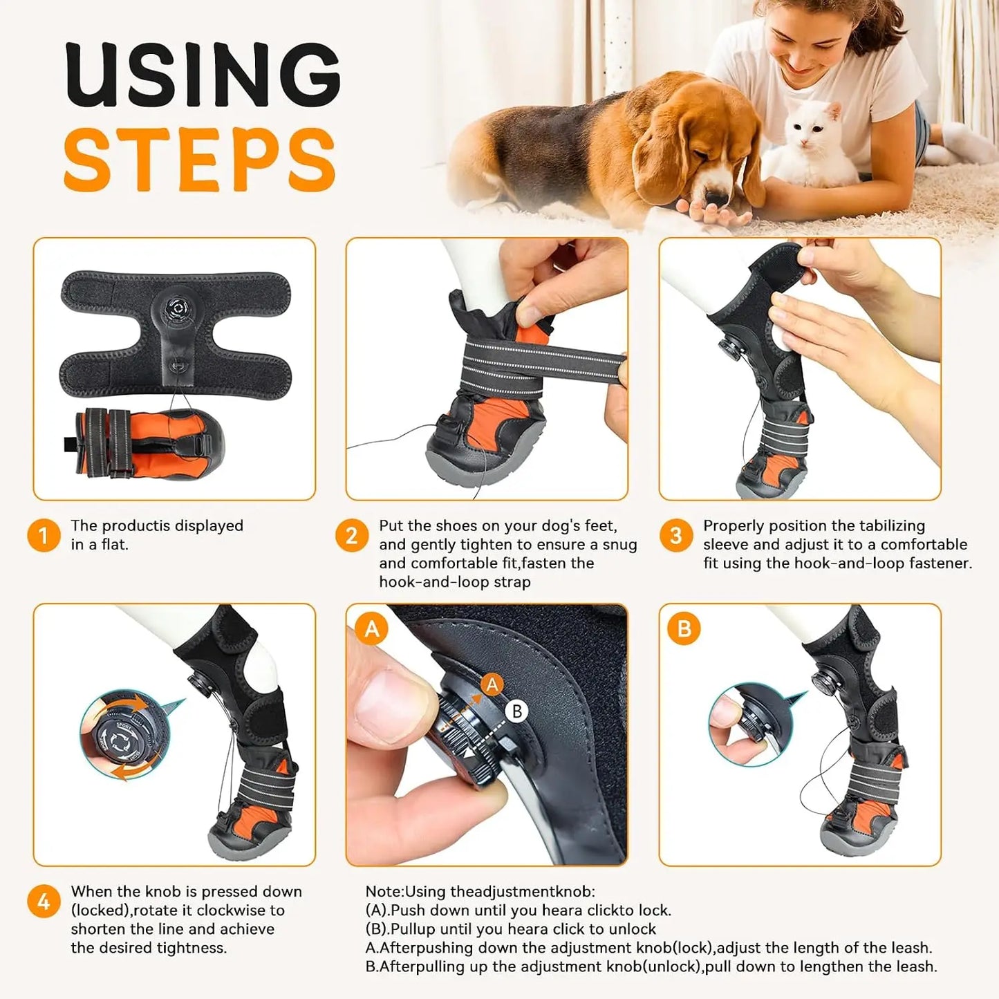 No KnucklingCorrective Dog Shoe,Drop Foot Support with Adjustable Reel, Paw Leg Brace Support - Lift Toes for Arthritis,Mobility