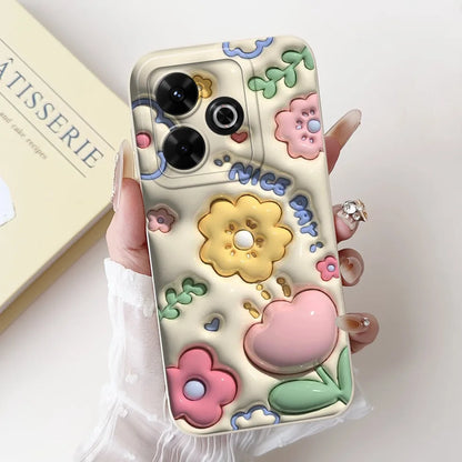 Casing For Redmi 13 Case 13 5G Cute Cat Fashion Luxury Flowers Silicone Shockproof Back Cover For Redmi 13 5G Phone Case Bumper