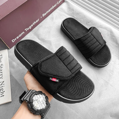 Fashion Men's Slippers Suede Cloth Non-Slip Casual Sandals Platform Soft Home Shoes Indoor Slides Outdoor Beach Shoes Flip-flop