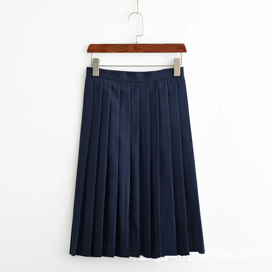 Japanese Uniform Student College Pleated Skirt JK Korean Sailor Navy School Uniform High Waist Knee Length Skirt For Girl