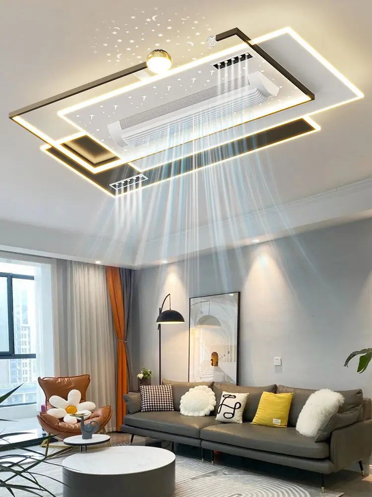LED Bladeless Fan Light, Living Room Light, Modern Minimalist Smart Remote Control, Master Bedroom Study Ceiling Light 110V/220V