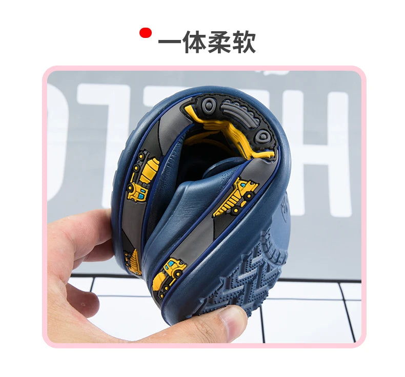 Children Shoes Baby Boys Slippers Cartoon Excavator Print Clogs Summer Breathable Soft Indoor Sports Boy Slippers