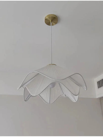 Nordic Minimalist Wabi Sabi Creamy Wind Fabric Chandelier Living Dining Room Bedroom Pendant Lights Home Hanging Lamp Fixture