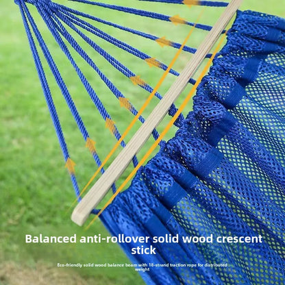 Single Person Ice Silk Mesh Hammock Anti-rollover Portable Outdoor Camping Hammock Breathable Net Swing Bed