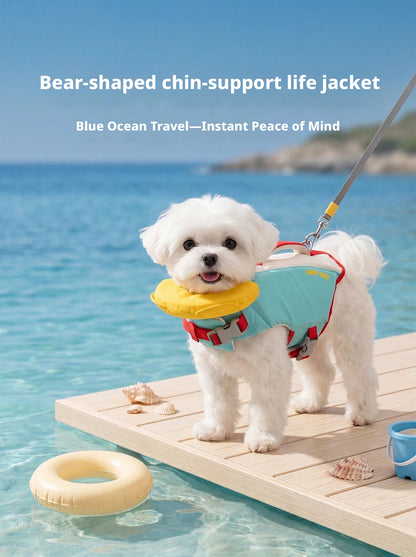 Shineknot Dog Life Jacket Bear Chin Buoyancy Vest Rescue Clothes For Small Medium Dogs Lake Coastal Summer Outdoor Water Sport