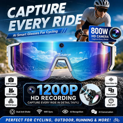 Outdoors Cycling AI Smart Glasses with Camera 1200P Video Recording Anti-Shake Shooting AI  Voice Translation Windproof Goggles