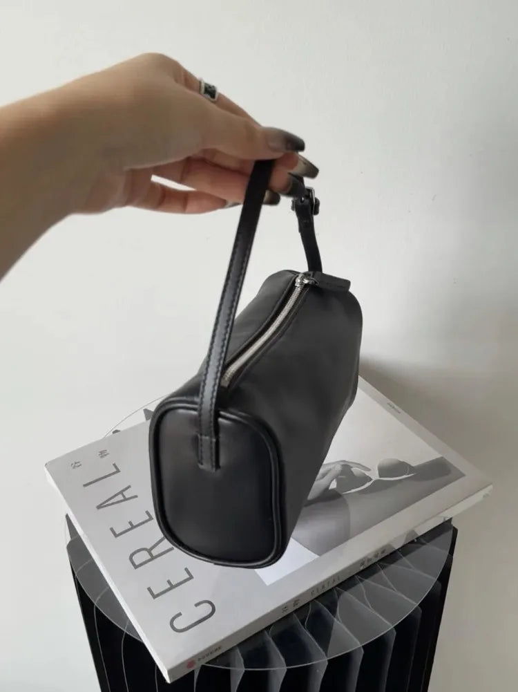 2025 New Luxury 90s Pen Holder Bag Genuine Soft Cowhide & Suede Mini Crossbody Bag Hand-Carry Vintage Shoulder Purse for Women