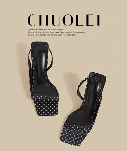 High Heels Women Sandals Luxury Elegant Heels Shoes Fashion Slippers New Square Toe Sexy Pumps Dress Party Female Slides