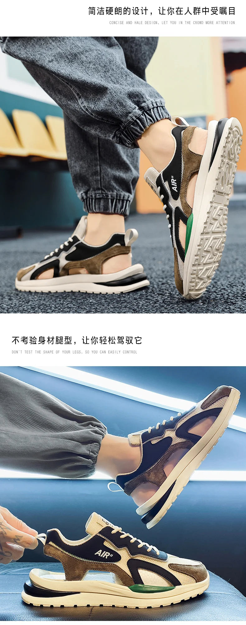 Summer Men Hollow Sandal Sneakers Breathable Mesh Platform Quick-Dry Casual Walking Shoes Non Slip Light Outdoor Beach Trainers