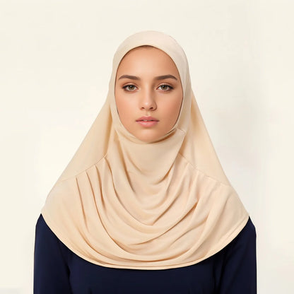 New Ready To Go Wear Instant Hijab for Women Solid Color Hemp Headscarf Neck Cover Sports Hijabs Pinless Islam Shawls and Wraps