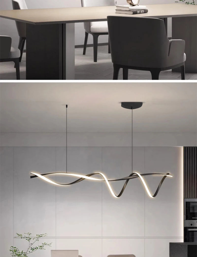 NEO Gleam Matte Black Modern Led Pendant Lights For Dining Room Kitchen Island Bar Room Indoor Hanging Pendant Lamp Fixtures