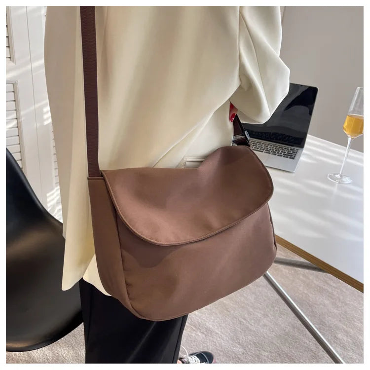Solid Color Women Crossbody Bag Simple Ladies Shoulder Bag Waterproof Nylon Women'S Handbags Fashion Messenger Bag Women сумка