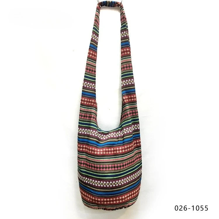 Bohemian Boho Crossbody Bag Women's Bucket Shoulder Bags Ladies Ethnic Canvas Casual Shopping Travel Messenger Bag Hippie Tote