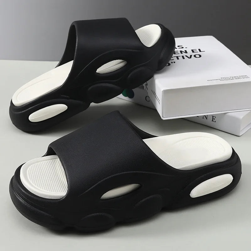 Comwarm New Men Summer Slippers Thick Sole House Non-slip Bathroom Shower Slides Outdoor Soft Cloud Fashion Beach Shoe Flip-flop