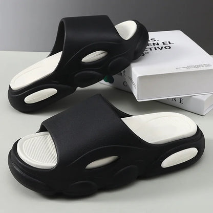 Comwarm New Men Summer Slippers Thick Sole House Non-slip Bathroom Shower Slides Outdoor Soft Cloud Fashion Beach Shoe Flip-flop