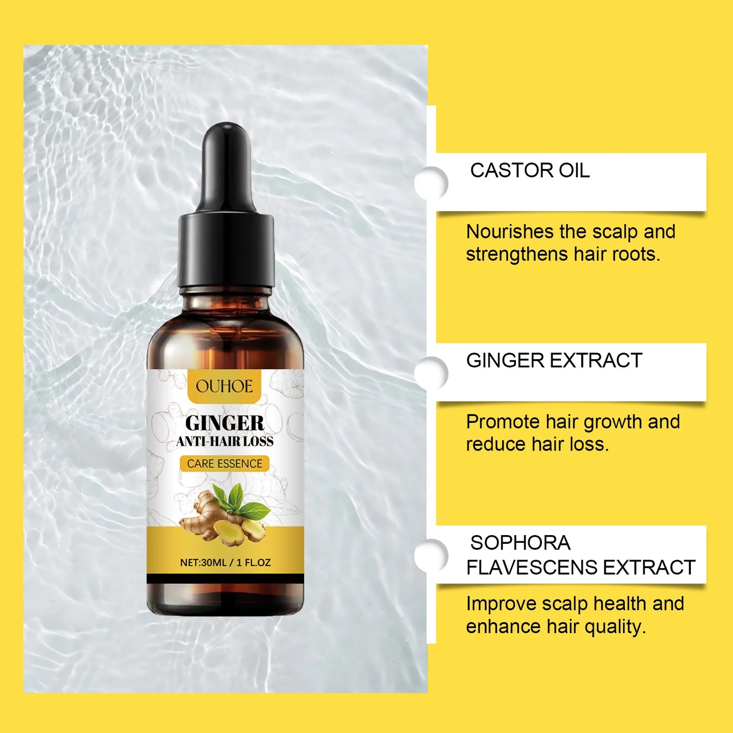 Ginger Hair Growth Essential Oil Anti-loss Hair Treatment Hair Regrowth Oil Fast Hair Promoting Regeneration Hair Care Women Men