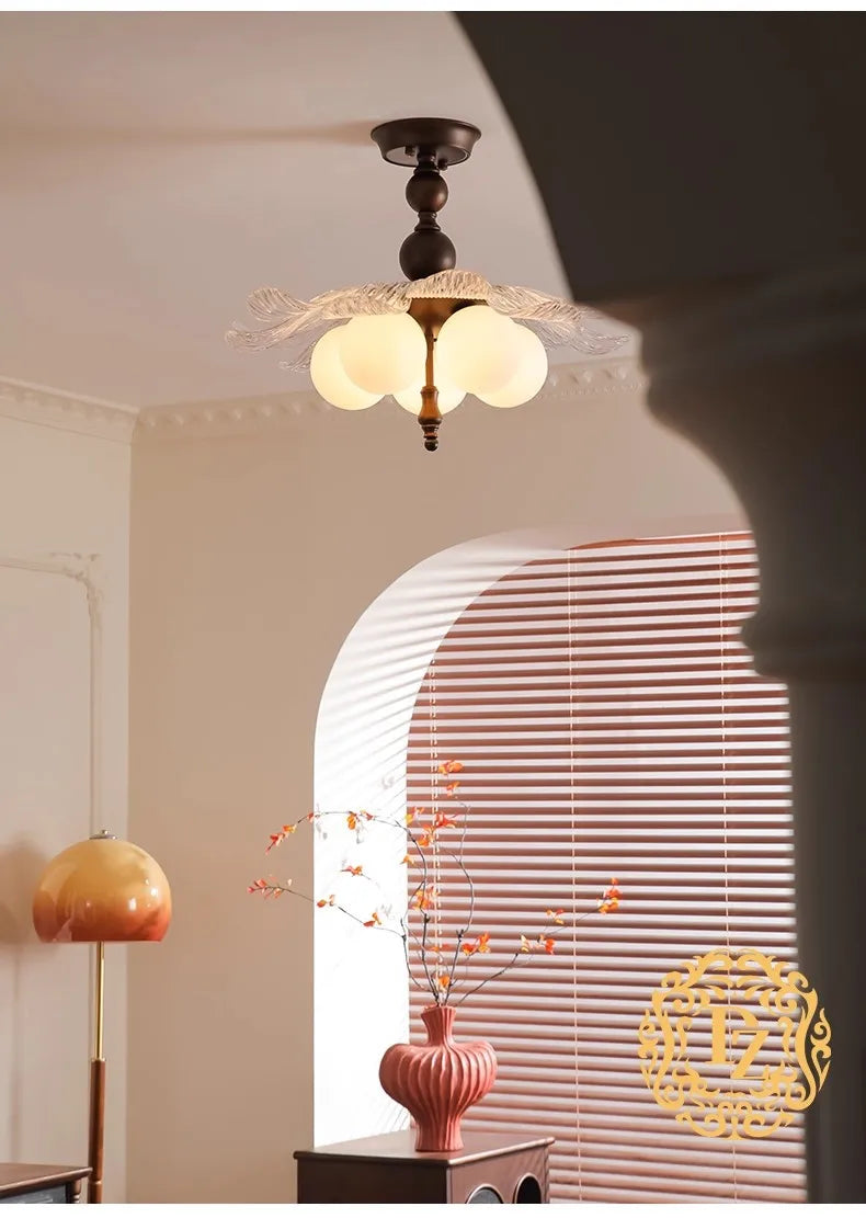 French Ceiling Lamp American Retro Bedroom Chandelier Lights Study Room Master Bedroom Lamp Suspension Luminaire