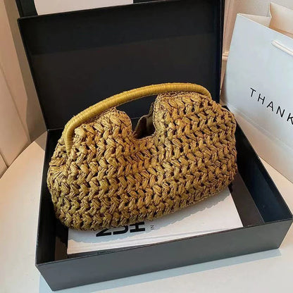 New Summer Beach Bag for Women Clutch Bag Luxury Designer Straw Bags Tote Handbag Fashion Woven Rattan Bags Female Travel Purse