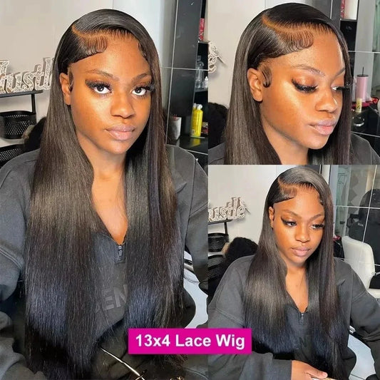 220 Density 13x6 Hd Transparent Human Hair Lace Frontal Wig 13x4 Bone Straight Lace Front Wig 360 PrePlucked Lace Wigs For Women