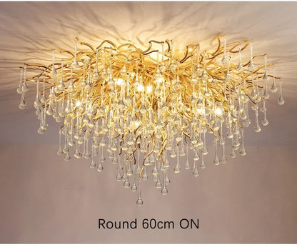 Rectangle Luxury Gold Crystal Chandelier For Dining Living Room Lobby Kitchen Table Modern Lurxy Gold Crystal Celling Chandelier