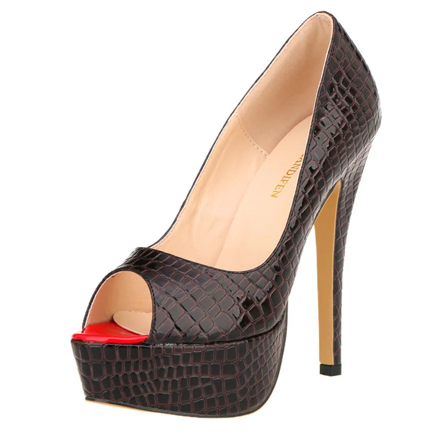 Cross-dresser Unisex Men's Pumps Queen Fashion Peep Toe Platform High Heels 14cm Sexy Patent Leather Shoes Stilettos Large Size