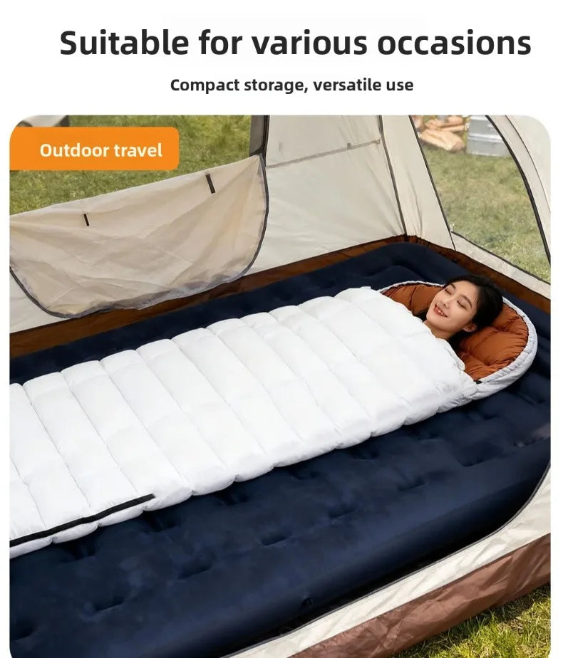 Wider Waterproof Down Sleeping Bag 225CM*95CM for Winter Cold Weather -25~0 ℃ Camping Hiking Backpacking with Compression Sack