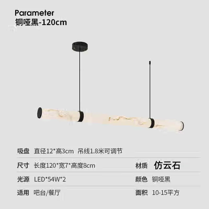 Italian Minimalist Pendant Lights Imitation Marble Strip Hanging Lamp Dining Table Restaurant Home Ceiling Decoration Chandelier