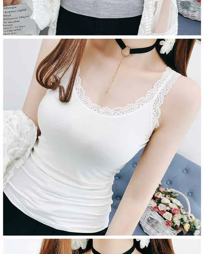 Summer Sleeveless Women Tank Top With Lace Top Red Inside Wear Lace Camisoles Loose Underwear Womens Clothing Vest