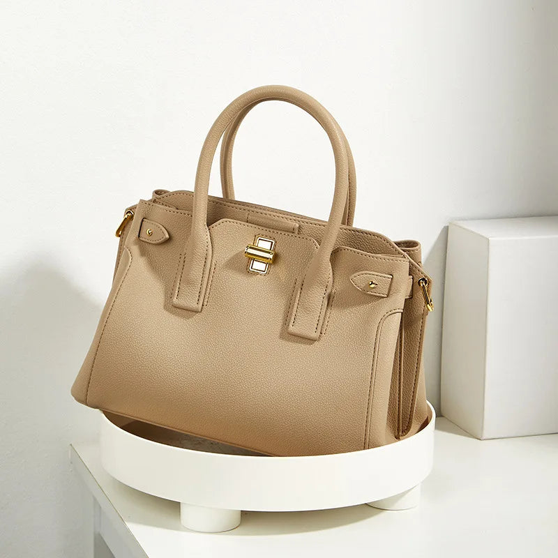 Fashion Beige High Quality PU Leather Bags Women Shoulder Bag Ladies Luxury Tote Strap Female Crossbody Handbag