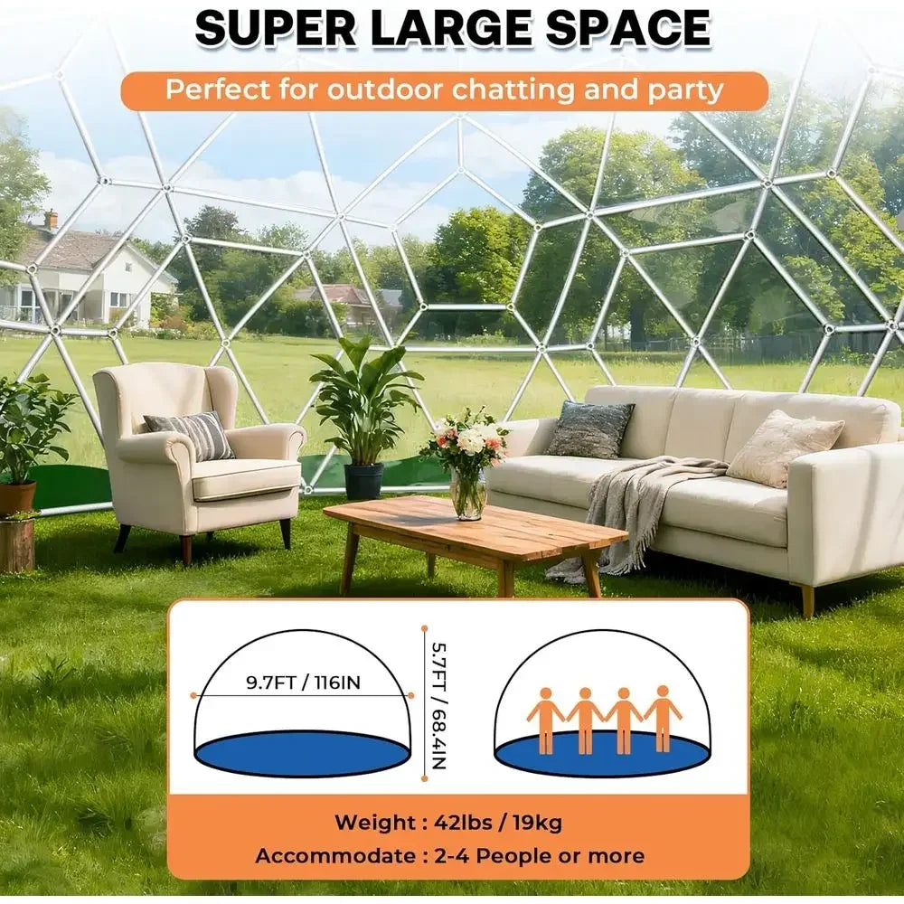 Upgraded Weatherproof Geodesic Dome Greenhouse Bubble House Camping Tent for 2-4 People, Suitable for Garden, Outdoor, and Party