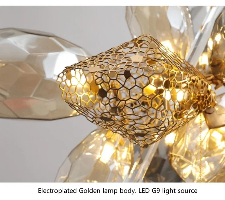Postmodern Luxury K9 Crystal Chandelier Kitchen Island Decor LED Lighting Cognac Glass Dining Room Hanging Lights Loft Lamps