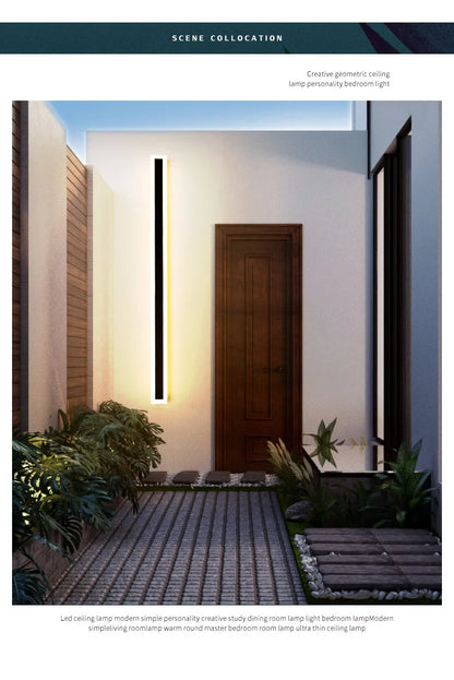 Modern Waterproof outdoor Long Strip LED wall lamps IP65 Iron Wall Light Garden porch Sconce Lights 110V 220V wall washer