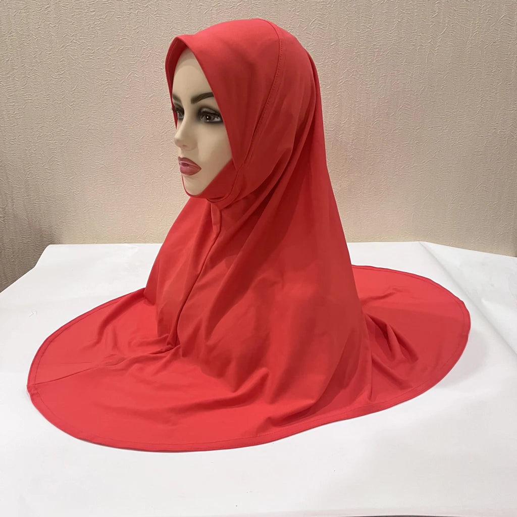 H124 Adults high quality big size muslim hijab scarf with chin part islamic headscarf hats armia pull on headwrap turban caps