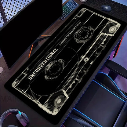 Retro Cassette Tape Mouse Pad Large Computer Office Game Table Mat Rubber Anti-slip Stitched Keyboard Mat 90x40 XXL Desk Pads