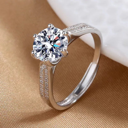 925 Sterling Silver Ring Heart AAA Zircon Open adjustable Engagement For Women Wedding Fashion Jewelry Party Gifts