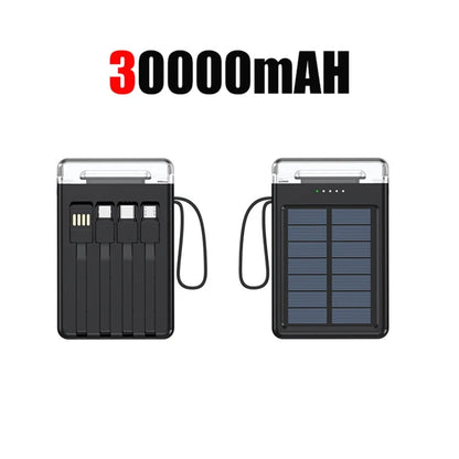 Lenovo 50000mAh Fast Charging solar compact portable LED light mobile power bank built-in cable power bank suitable for iPhone
