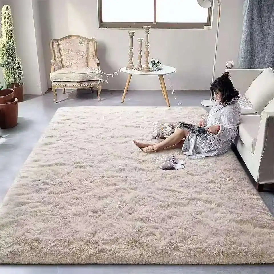 VIKAMA Soft Fluffy Plush Tie-Dye Carpet Gradient Long Fine Hairs Fabric Bedside Mat Rug For Girl's Bedroom Home Decor Girl‘s Gif